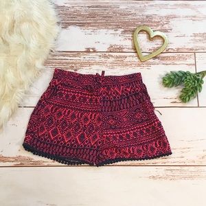 Faded Glory pink & navy tribal print shorts 11/12